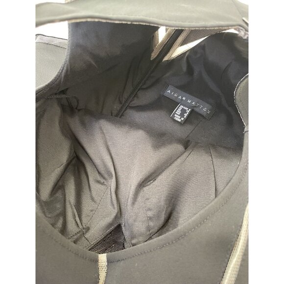 Aidan Mattox Boat Neck Sleeveless Zipper Back Twill & Mesh Dress 2 XS - Picture 5 of 13